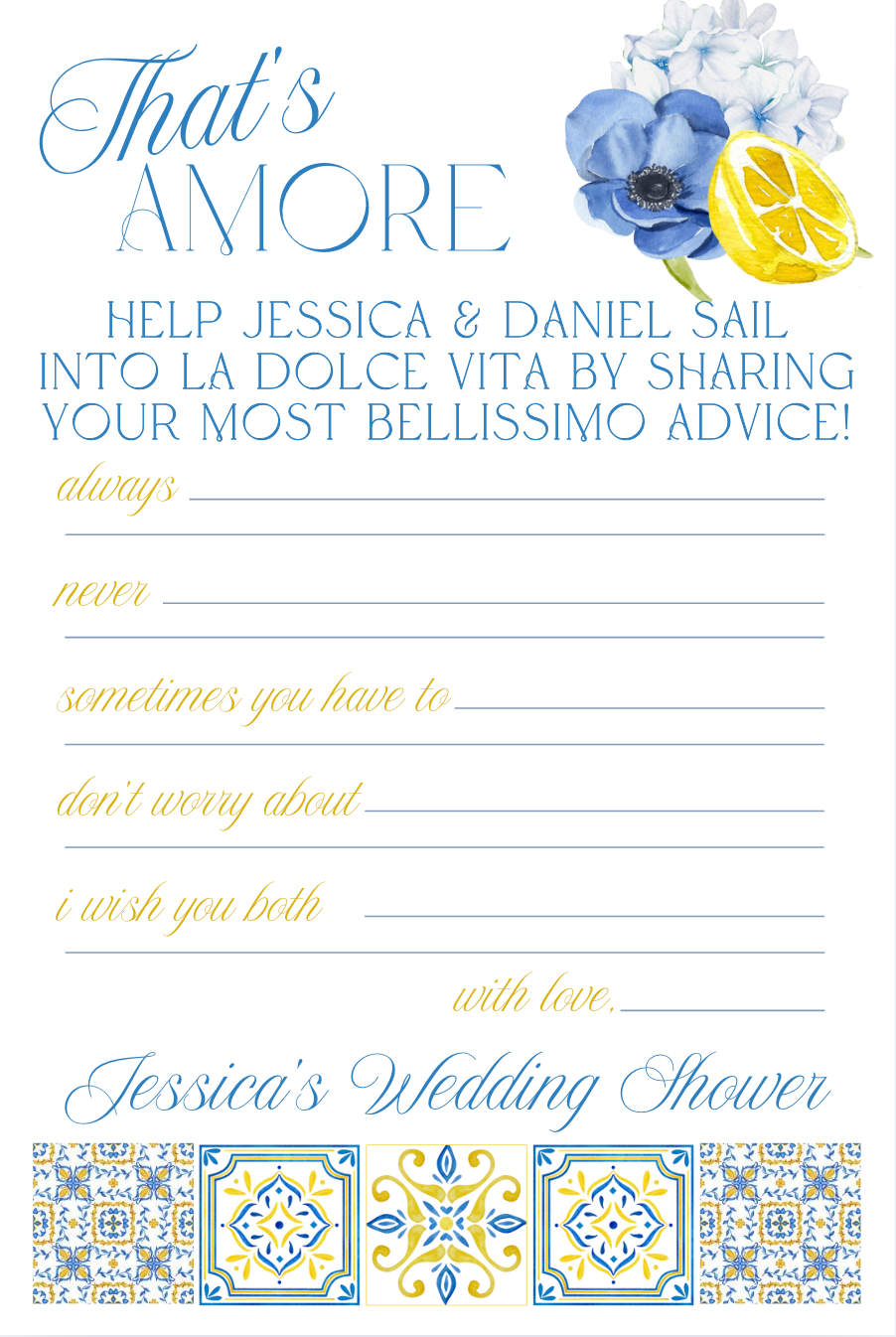 'That's Amore' Wedding Shower Collection