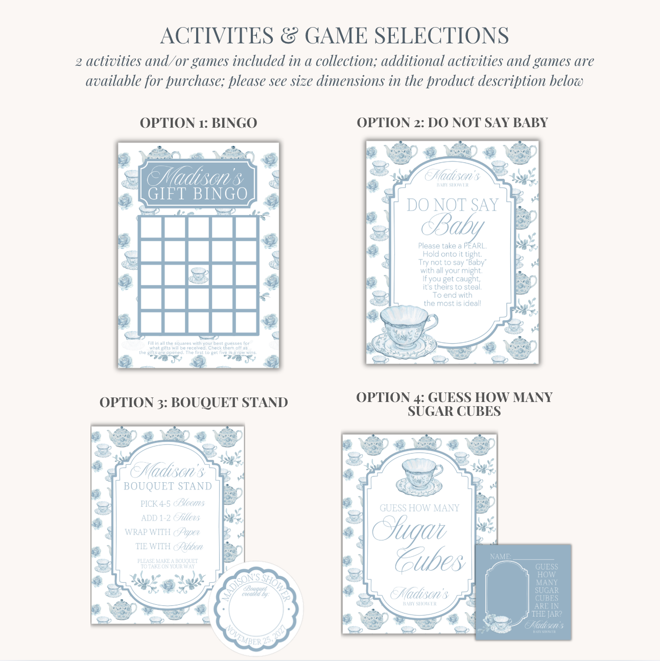 'Time for Tea with the Mom-to-Be' Baby Shower Collection in Powder Blue