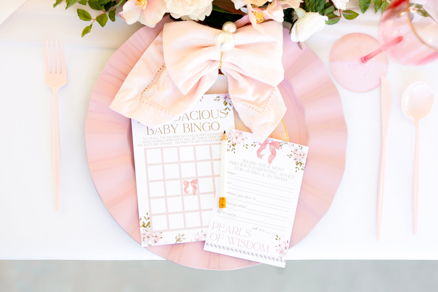 'Bows, Pearls, and a Sweet Baby Girl' Baby Shower Collection