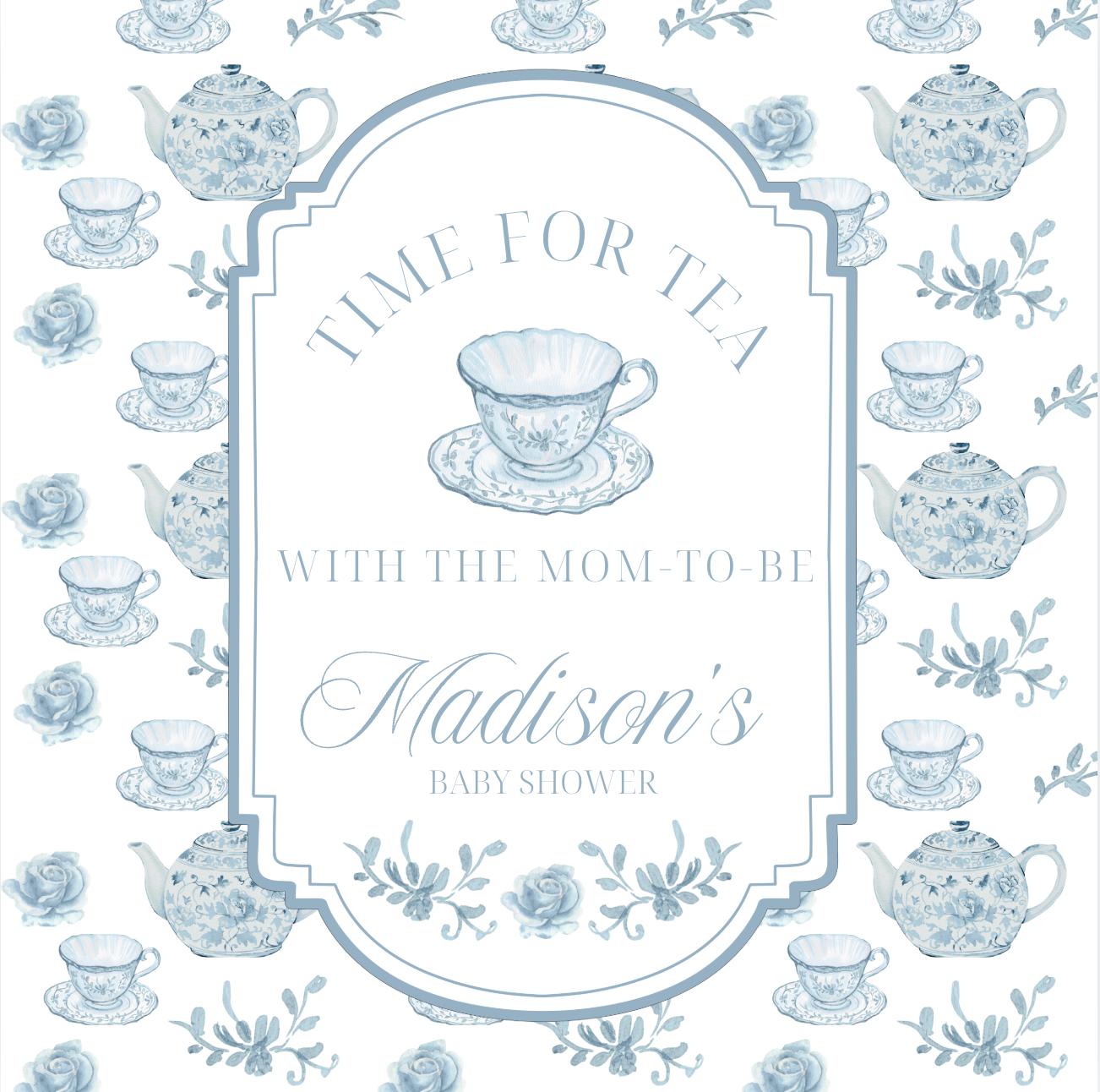 'Time for Tea with the Mom-to-Be' Baby Shower Collection in Powder Blue
