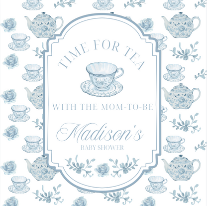 'Time for Tea with the Mom-to-Be' Baby Shower Collection in Powder Blue