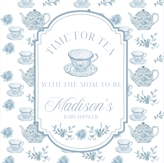 'Time for Tea with the Mom-to-Be' Baby Shower Collection in Powder Blue
