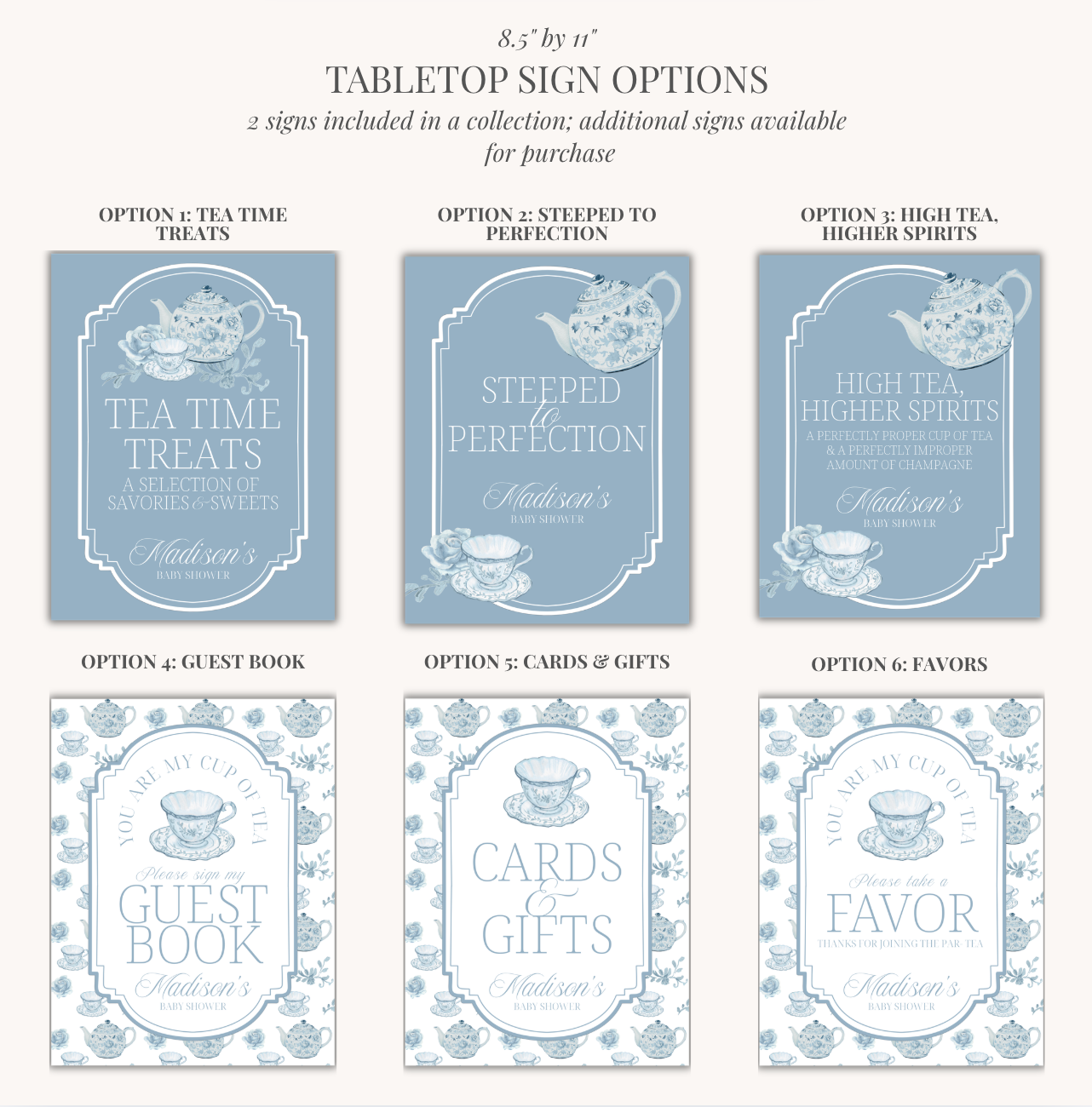 'Time for Tea with the Mom-to-Be' Baby Shower Collection in Powder Blue