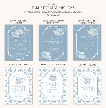 'Time for Tea with the Mom-to-Be' Baby Shower Collection in Powder Blue
