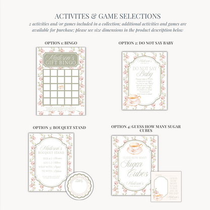 'Time for Tea with the Mom-to-Be' Baby Shower Collection in Dusty Rose