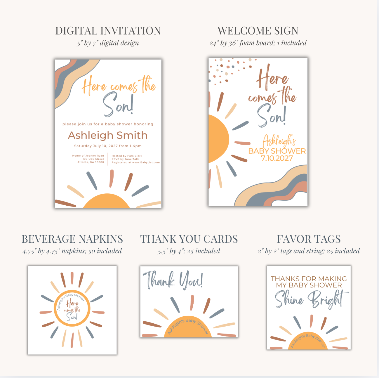 'Here Comes the Son' Baby Shower Collection